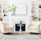 Modern Upholstered Accent Chair Fabric 360 Swivel Barrel Set of 2 Armchair Wood Frame