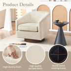 Modern Upholstered Accent Chair Fabric 360 Swivel Barrel Set of 2 Armchair Wood Frame