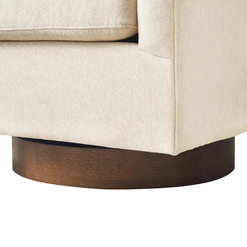 Modern Upholstered Accent Chair Fabric 360 Swivel Barrel Set of 2 Armchair Wood Frame