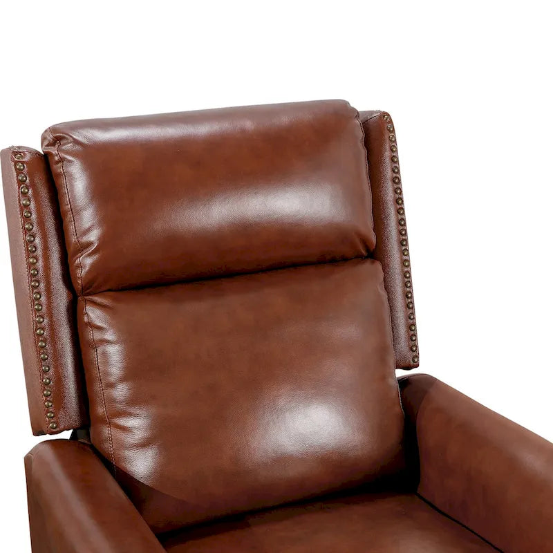 COZYMAN Mid-century Genuine Leather Recliner Adjustable Push Back Comfortable Set of 2 Arm Chairs for Living Room