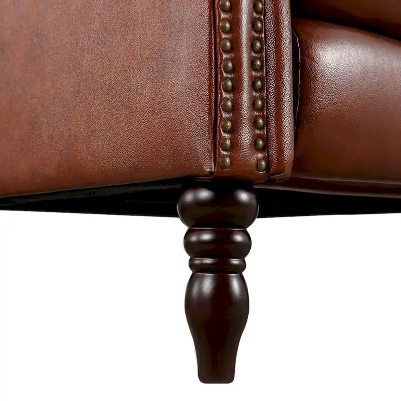 COZYMAN Mid-century Genuine Leather Recliner Adjustable Push Back Comfortable Set of 2 Arm Chairs for Living Room