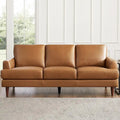 Ivy Living Cassia Top Grain Leather Sofa With Feather, Memory Foam and Springs