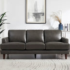 Ivy Living Cassia Top Grain Leather Sofa With Feather, Memory Foam and Springs