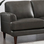 Ivy Living Cassia Top Grain Leather Sofa With Feather, Memory Foam and Springs