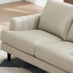 Ivy Living Cassia Top Grain Leather Sofa With Feather, Memory Foam and Springs
