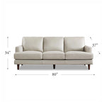 Ivy Living Cassia Top Grain Leather Sofa With Feather, Memory Foam and Springs