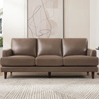 Ivy Living Cassia Top Grain Leather Sofa With Feather, Memory Foam and Springs