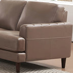 Ivy Living Cassia Top Grain Leather Sofa With Feather, Memory Foam and Springs
