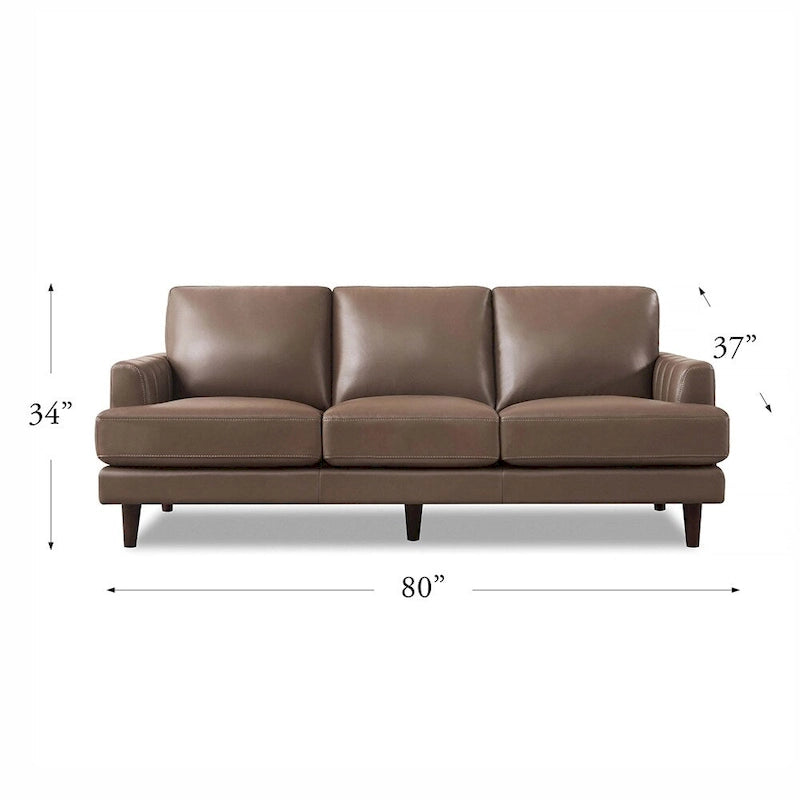 Ivy Living Cassia Top Grain Leather Sofa With Feather, Memory Foam and Springs