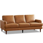 Ivy Living Cassia Top Grain Leather Sofa With Feather, Memory Foam and Springs