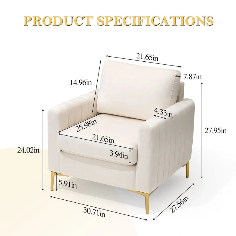 Upholstered Club Chair Accent Chair Velvet Arm Chair Comfortable Sofa Chair - See picture