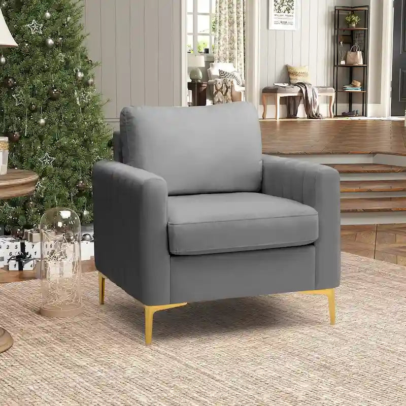 Upholstered Club Chair Accent Chair Velvet Arm Chair Comfortable Sofa Chair - See picture