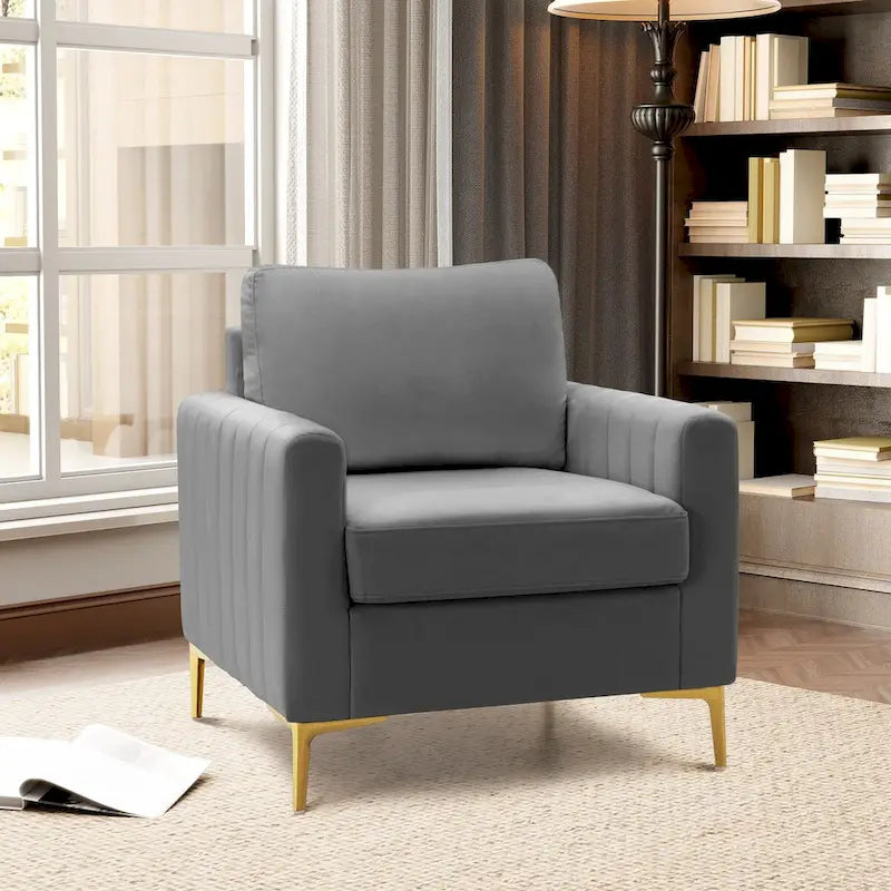 Upholstered Club Chair Accent Chair Velvet Arm Chair Comfortable Sofa Chair - See picture