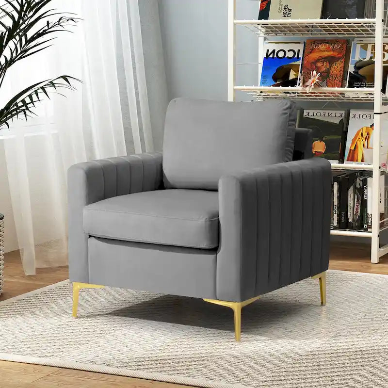 Upholstered Club Chair Accent Chair Velvet Arm Chair Comfortable Sofa Chair - See picture