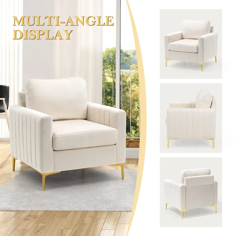 Upholstered Club Chair Accent Chair Velvet Arm Chair Comfortable Sofa Chair - See picture