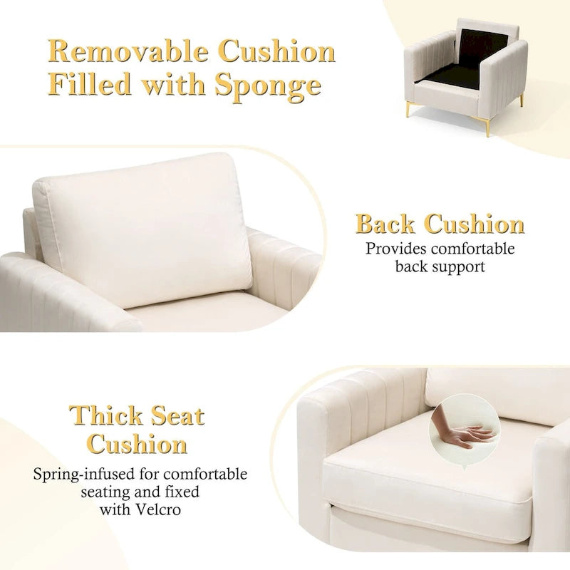 Upholstered Club Chair Accent Chair Velvet Arm Chair Comfortable Sofa Chair - See picture