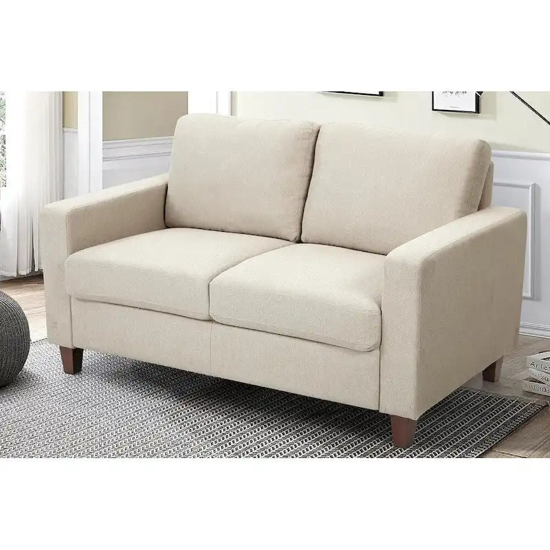 Miles 2 Piece Sofa and Loveseat Sets with Reversible Back Pillows Mid Century Modern Sofa