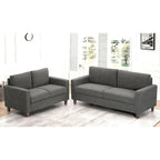 Miles 2 Piece Sofa and Loveseat Sets with Reversible Back Pillows Mid Century Modern Sofa