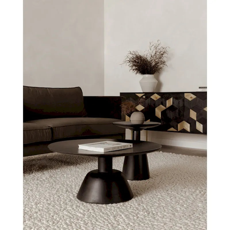Macari Nelson Modern Solid Mango Wood Pedestal Coffee Table - 30W x 30D x 14H