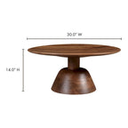 Macari Nelson Modern Solid Mango Wood Pedestal Coffee Table - 30W x 30D x 14H