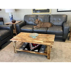 Acacia Wood Architectural Coffee Table with Shelf