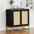 Anmytek Mid-Century Modern 2-Door Black Buffet Sideboard Accent Storage Cabinet with Adjustable Shelves