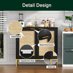 Anmytek Mid-Century Modern 2-Door Black Buffet Sideboard Accent Storage Cabinet with Adjustable Shelves