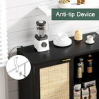 Anmytek Mid-Century Modern 2-Door Black Buffet Sideboard Accent Storage Cabinet with Adjustable Shelves