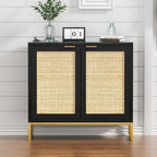 Anmytek Mid-Century Modern 2-Door Black Buffet Sideboard Accent Storage Cabinet with Adjustable Shelves