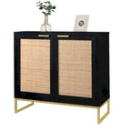 Anmytek Mid-Century Modern 2-Door Black Buffet Sideboard Accent Storage Cabinet with Adjustable Shelves