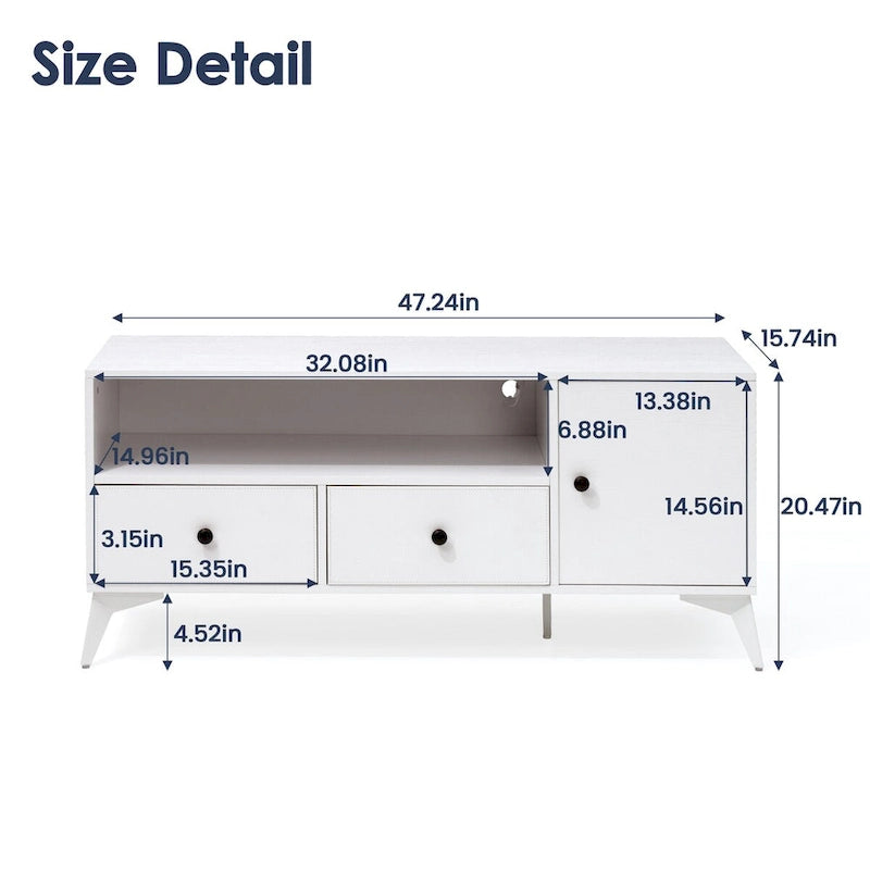 TV Stand Console Table Open Media Storage Entertainment Center with RGB LED Light - 47.24 in L x 15.74 in W x 20.47 in H