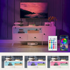 TV Stand Console Table Open Media Storage Entertainment Center with RGB LED Light - 47.24 in L x 15.74 in W x 20.47 in H