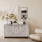 Wooden Farmhouse 4-Door Sideboard with Adjustable Shelves