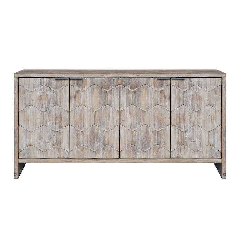 Wooden Farmhouse 4-Door Sideboard with Adjustable Shelves
