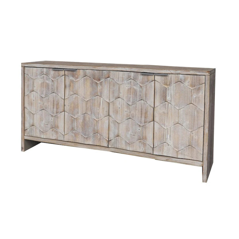 Wooden Farmhouse 4-Door Sideboard with Adjustable Shelves