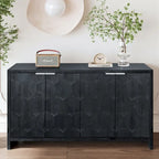 Wooden Farmhouse 4-Door Sideboard with Adjustable Shelves