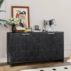 Wooden Farmhouse 4-Door Sideboard with Adjustable Shelves
