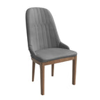 Leather Dining Chair with Rubberwood Legs Side Charis Sleek Diamond Stitching Back