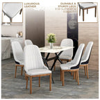 Leather Dining Chair with Rubberwood Legs Side Charis Sleek Diamond Stitching Back