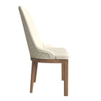 Leather Dining Chair with Rubberwood Legs Side Charis Sleek Diamond Stitching Back