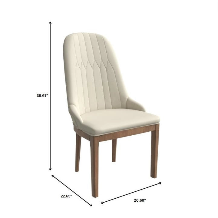 Leather Dining Chair with Rubberwood Legs Side Charis Sleek Diamond Stitching Back