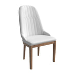 Leather Dining Chair with Rubberwood Legs Side Charis Sleek Diamond Stitching Back