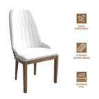 Leather Dining Chair with Rubberwood Legs Side Charis Sleek Diamond Stitching Back