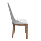 Leather Dining Chair with Rubberwood Legs Side Charis Sleek Diamond Stitching Back