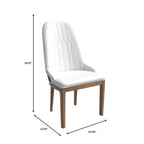 Leather Dining Chair with Rubberwood Legs Side Charis Sleek Diamond Stitching Back