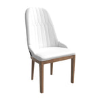 Leather Dining Chair with Rubberwood Legs Side Charis Sleek Diamond Stitching Back