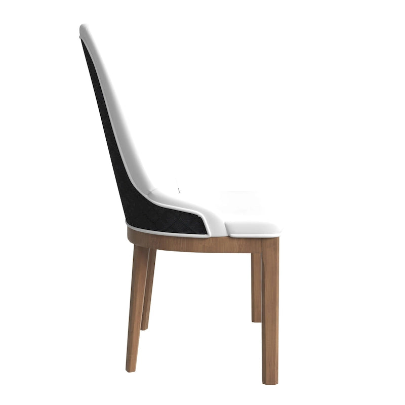 Leather Dining Chair with Rubberwood Legs Side Charis Sleek Diamond Stitching Back