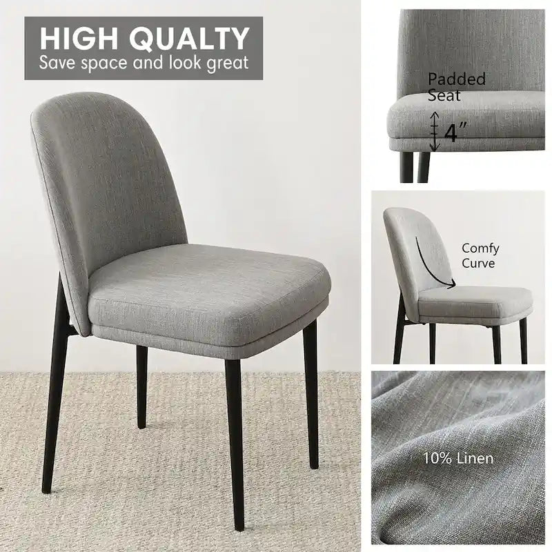 Linen Upholstered Dining Chair(Set of 2)