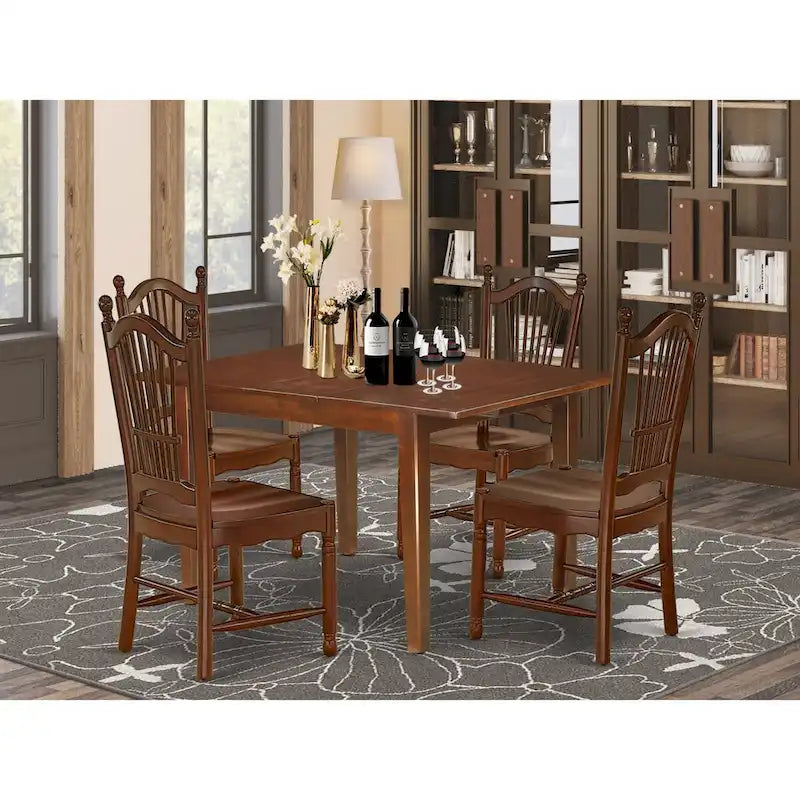 East West Furniture Dining Table Set- A Rectangular Kitchen Table and Kitchen Dining Chairs, Mahogany (Pieces Options)