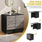 Moasis Modern Folding Dining Set with 6 Wheels Drop Leaf Table and Storage Stools